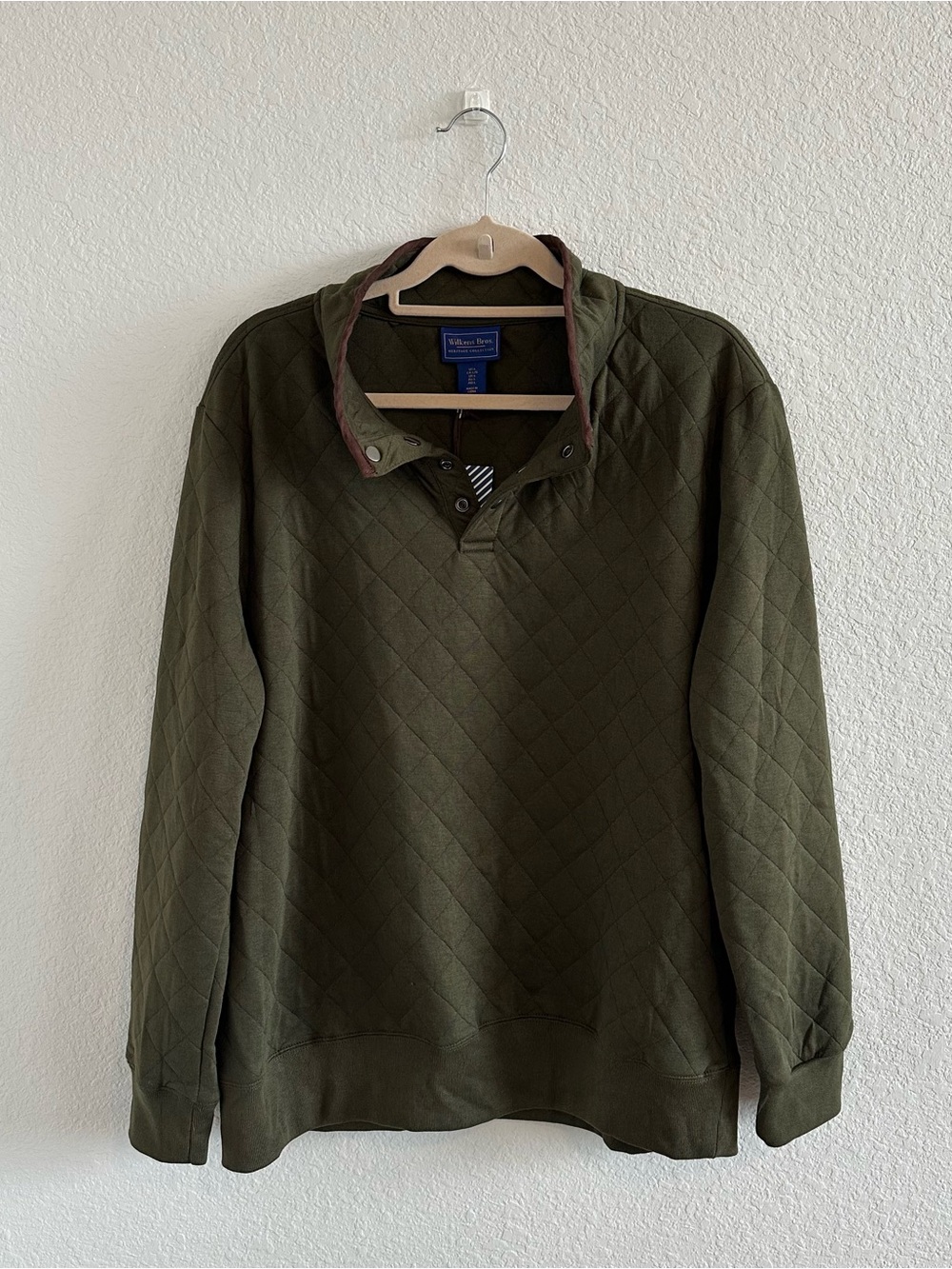 Men's Quilted Olive Funnel Neck Sweater
